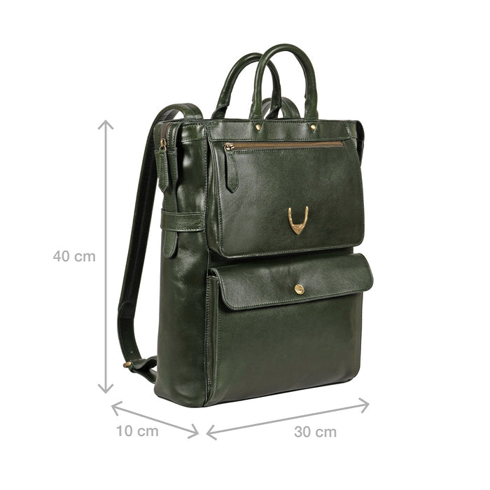 Trinity 03 Green Leather Backpack