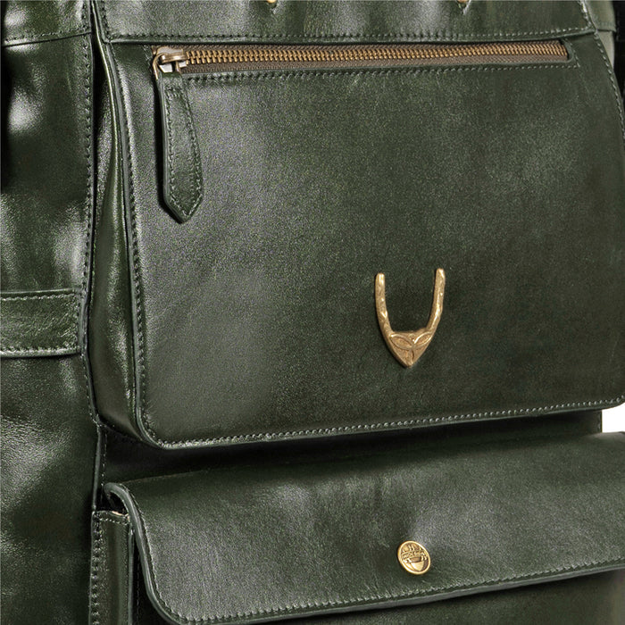 Trinity 03 Green Leather Backpack