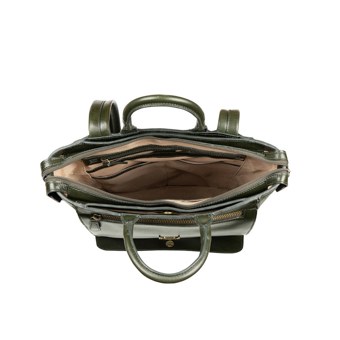 Trinity 03 Green Leather Backpack