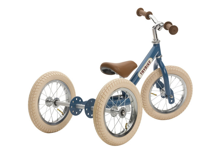 Trybike - Matte Blue Vintage Trybike, Cream Tyres and Chrome (3 wheel)