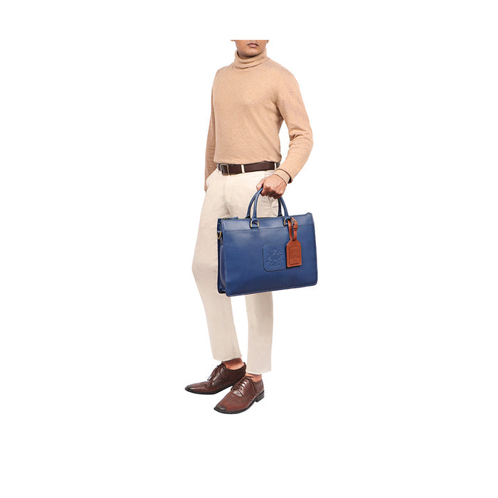 Tulsa 4 Blue Leather  Briefcase
