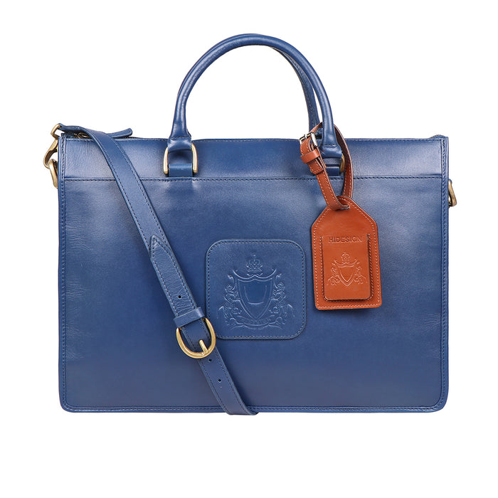 Tulsa 4 Blue Leather  Briefcase