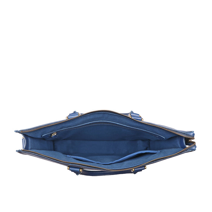 Tulsa 4 Blue Leather  Briefcase