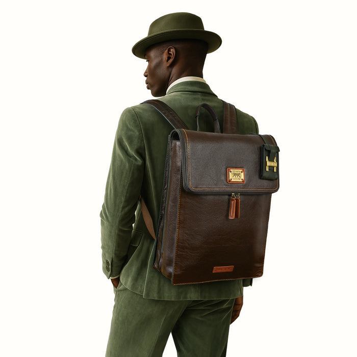 Tupac 02 Green Leather  Backpack
