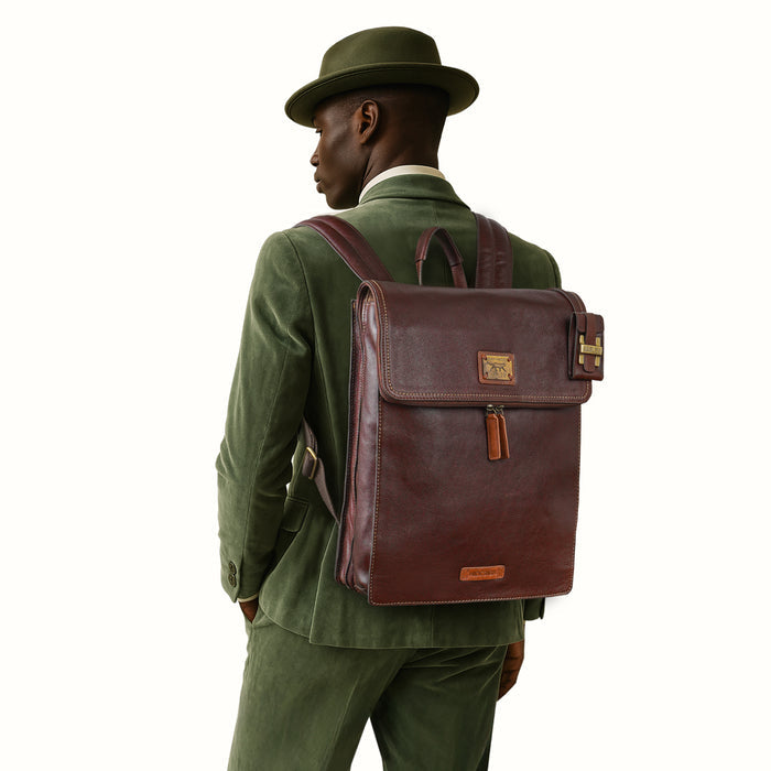 Tupac 02 Tan Leather  Backpack