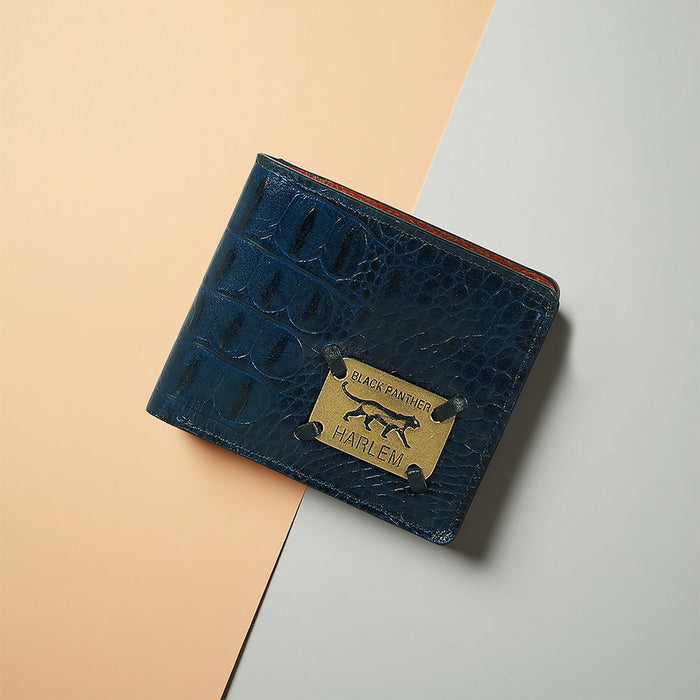Tupac W1 Blue Leather Bi-Fold Wallet