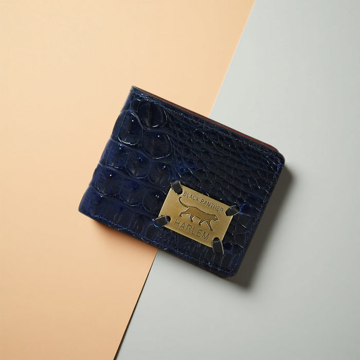 Tupac W2 Blue Leather Bi-Fold Wallet