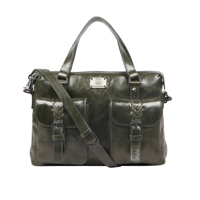 Uncle Ho 01 Green Leather  Briefcase