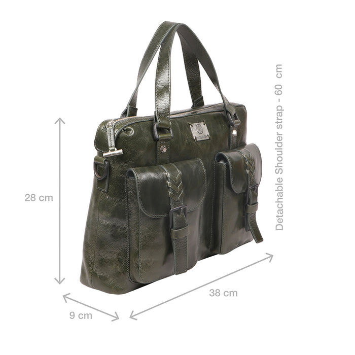 Uncle Ho 01 Green Leather  Briefcase