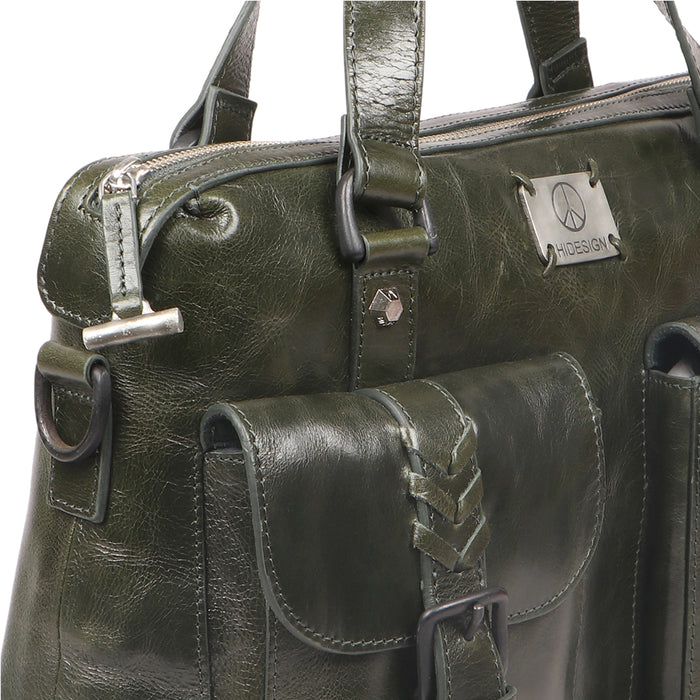Uncle Ho 01 Green Leather  Briefcase