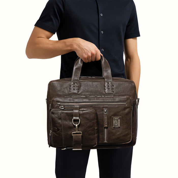 Uncle Ho 02 Green Leather  Briefcase