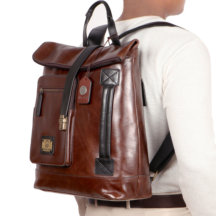 Uncle Ho 03 Brown Leather  Backpack