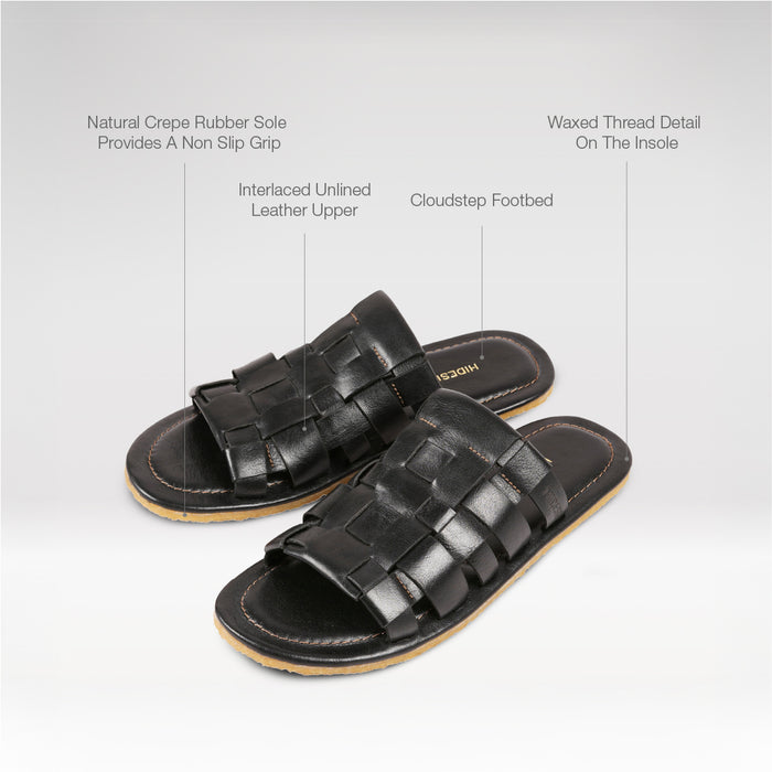 Vail Women's Black Leather Slides