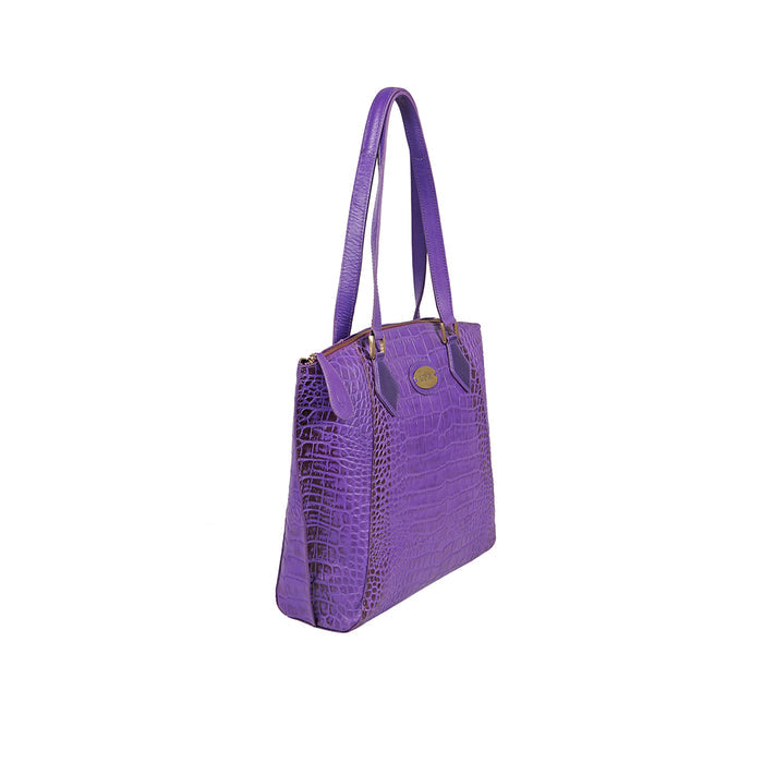 Valencia 03 Purple Leather Tote Bag