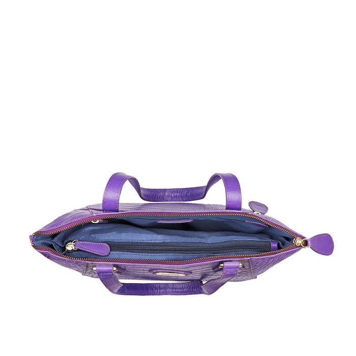 Valencia 03 Purple Leather Tote Bag