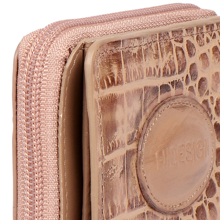 Valencia W1 Nude Leather Zip Around Wallet