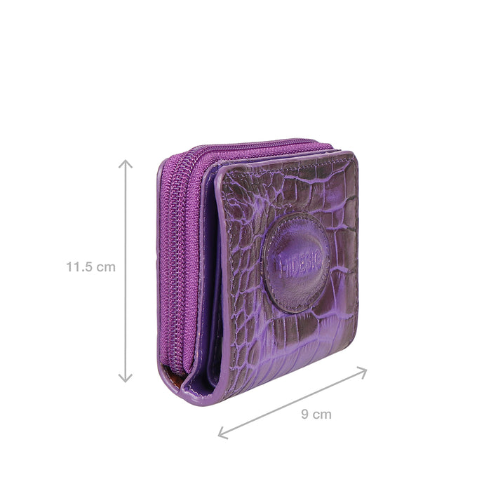 Valencia W1 Purple Leather Zip Around Wallet