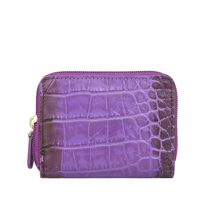 Valencia W1 Purple Leather Zip Around Wallet