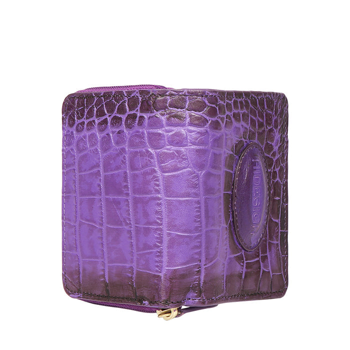 Valencia W1 Purple Leather Zip Around Wallet