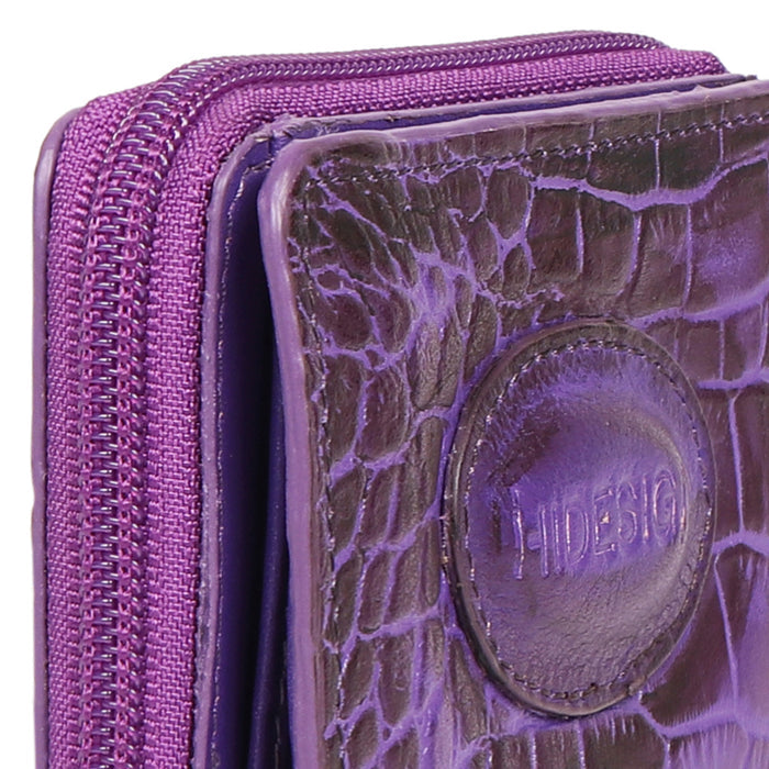 Valencia W1 Purple Leather Zip Around Wallet