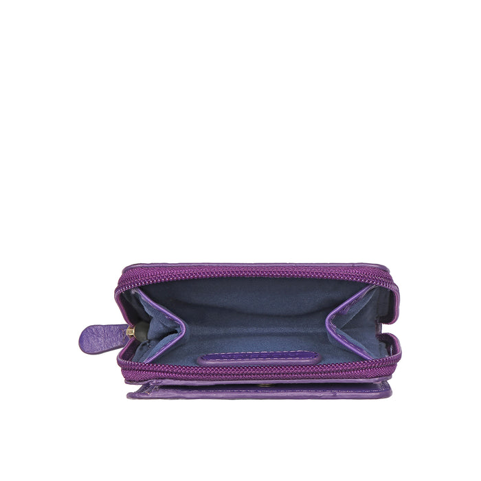 Valencia W1 Purple Leather Zip Around Wallet