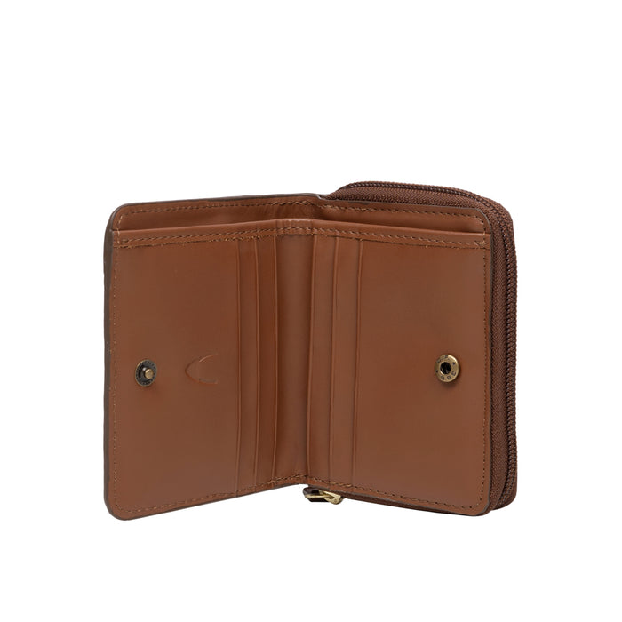 Valencia W1 Tan Leather Zip Around Wallet