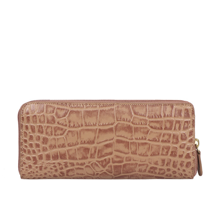 Valencia W2 Nude Leather Zip Around Wallet