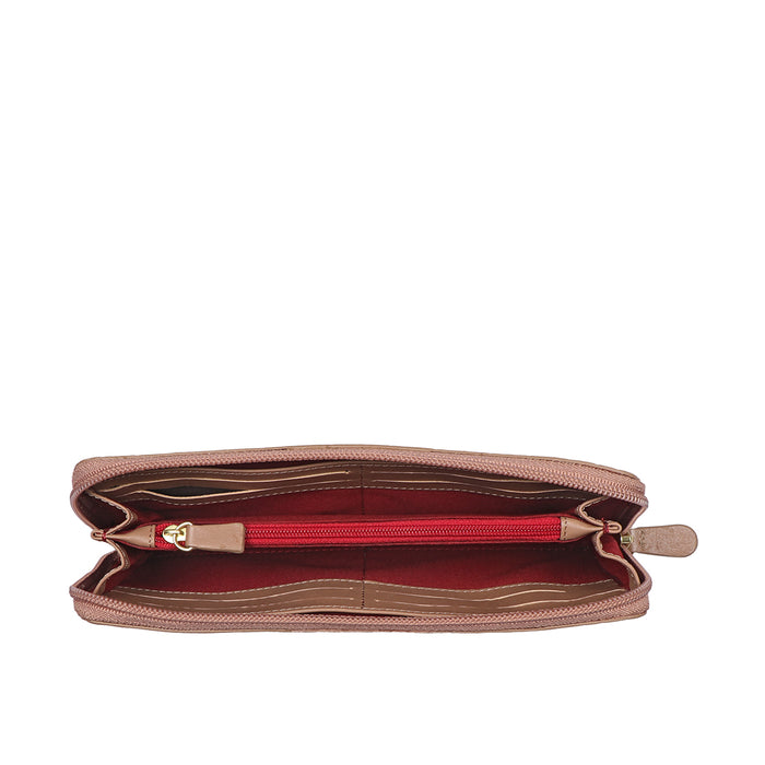 Valencia W2 Nude Leather Zip Around Wallet