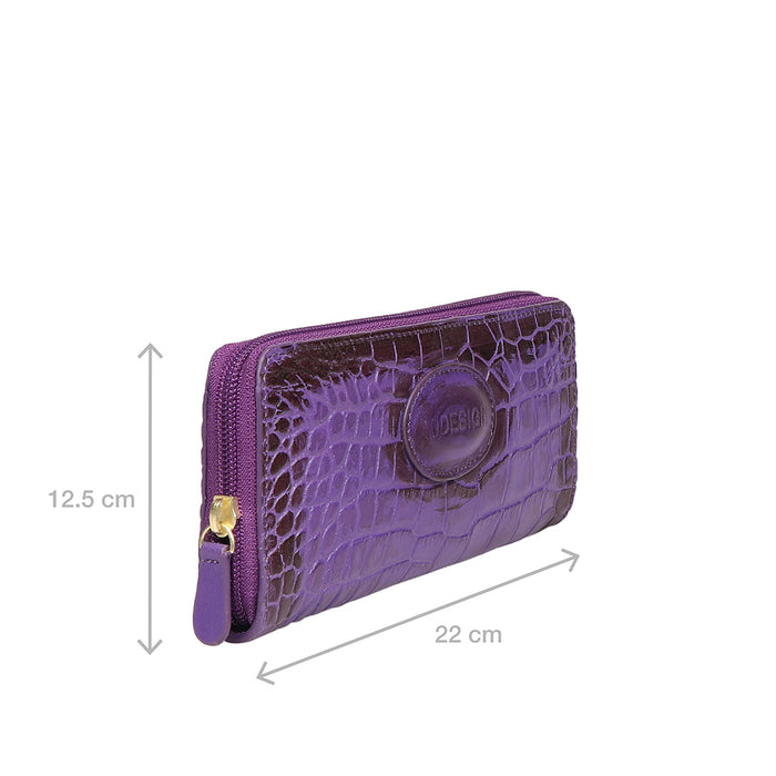 Valencia W2 Purple Leather Zip Around Wallet