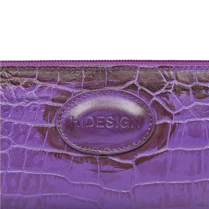 Valencia W2 Purple Leather Zip Around Wallet