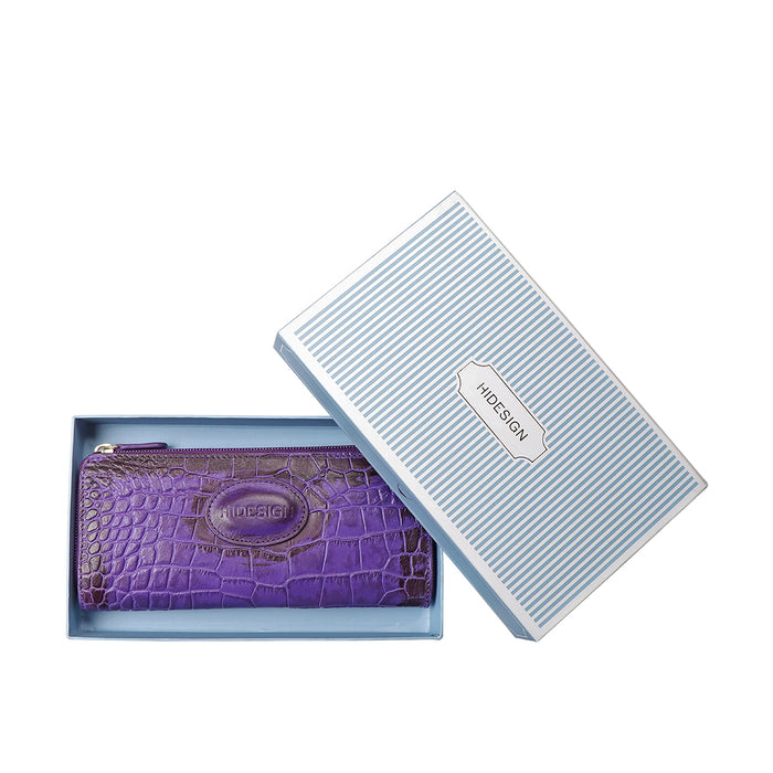Valencia W2 Purple Leather Zip Around Wallet