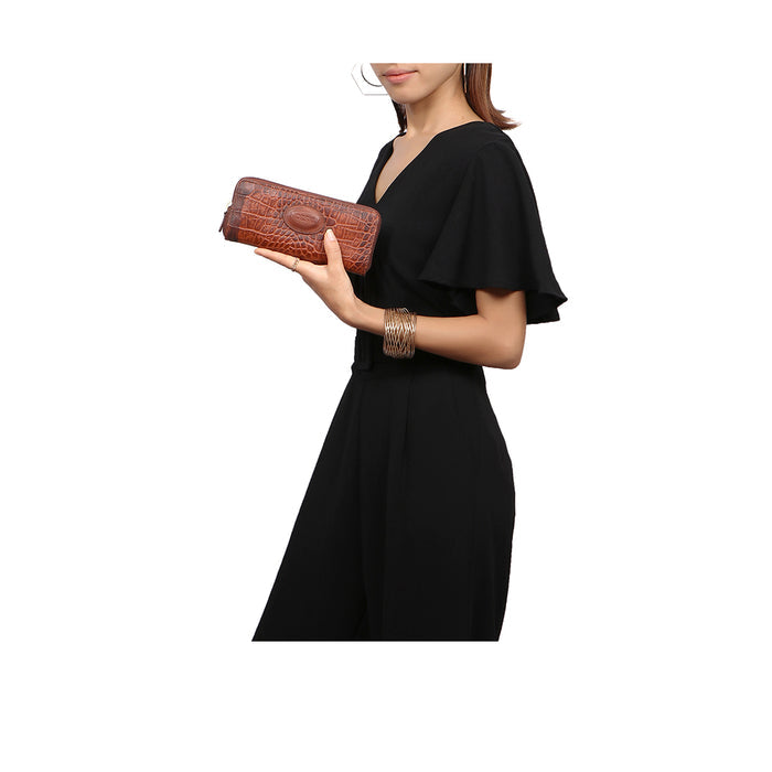 Valencia W2 Tan Leather Zip Around Wallet