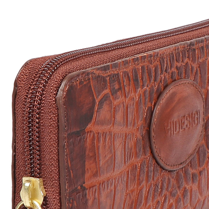 Valencia W2 Tan Leather Zip Around Wallet