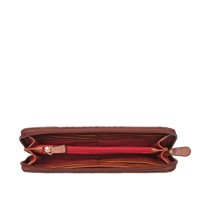 Valencia W2 Tan Leather Zip Around Wallet