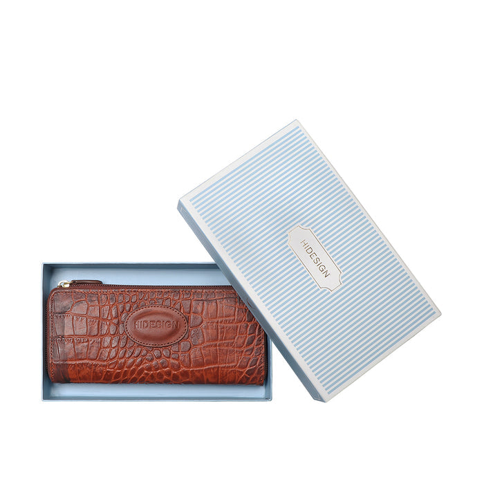 Valencia W2 Tan Leather Zip Around Wallet