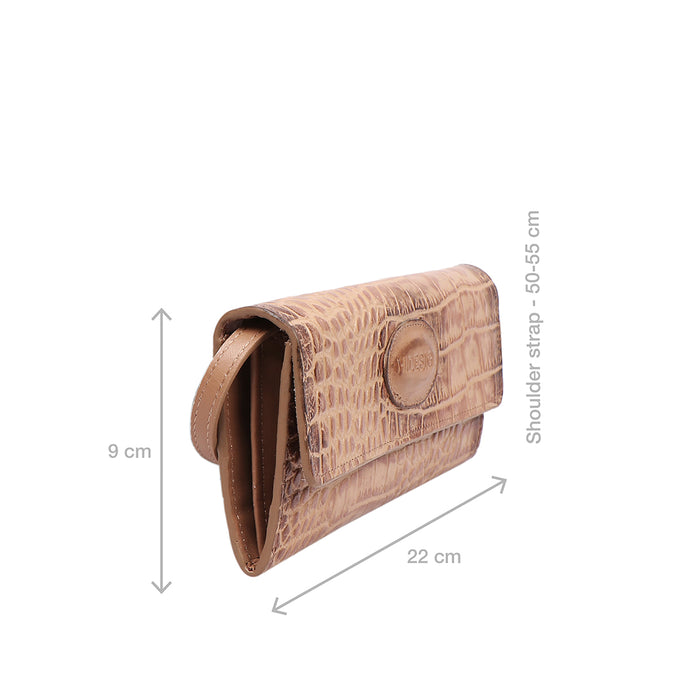 Valencia W3 Nude Leather Sling Wallet