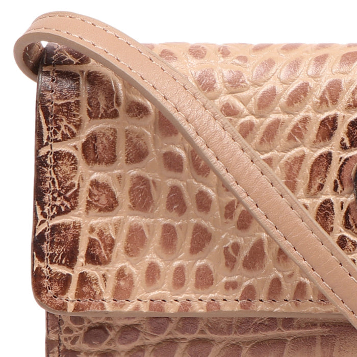 Valencia W3 Nude Leather Sling Wallet
