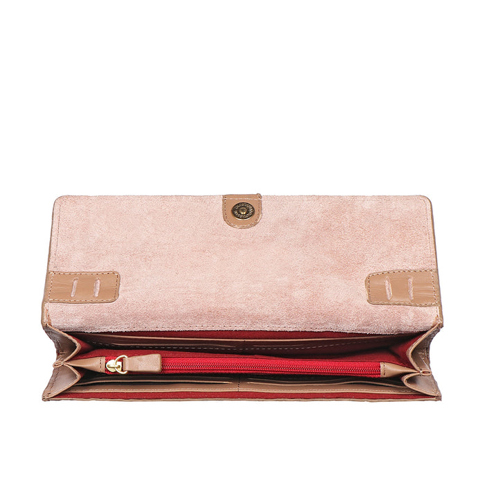 Valencia W3 Nude Leather Sling Wallet