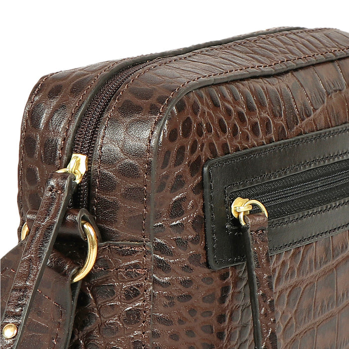 Valentine Brown Leather Crossbody