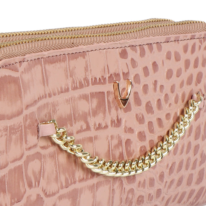 Valerie W1 Pink Leather Double Zip Around Wallet