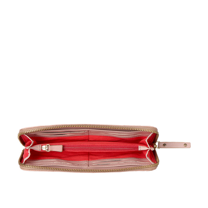Valerie W2 Pink Leather Zip Around Wallet
