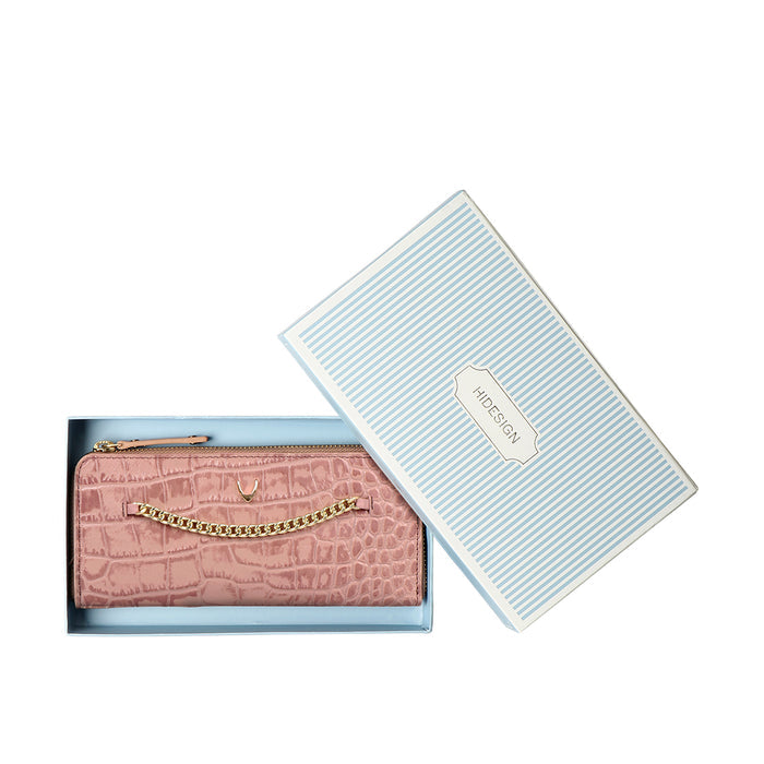 Valerie W2 Pink Leather Zip Around Wallet