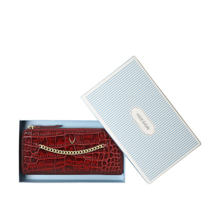 Valerie W2 Red Leather Zip Around Wallet