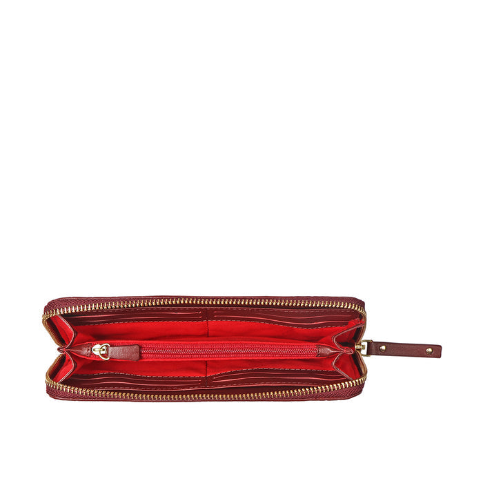 Valerie W2 Red Leather Zip Around Wallet