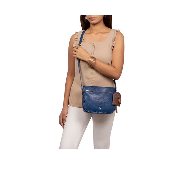 Valonia 03 Blue Leather Sling Bag