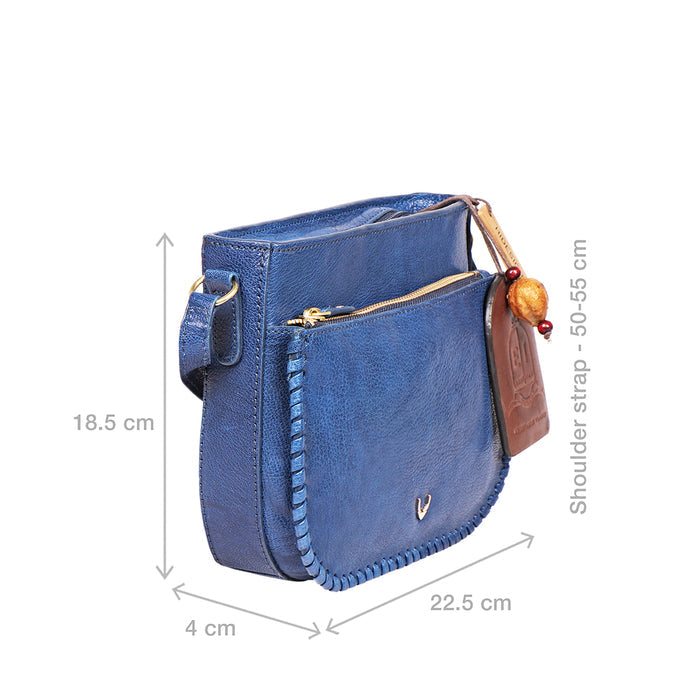 Valonia 03 Blue Leather Sling Bag