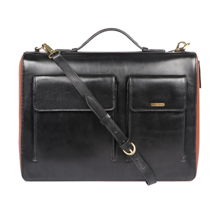 Vibes 02 Black Leather  Briefcase