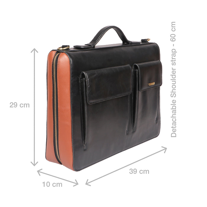 Vibes 02 Black Leather  Briefcase