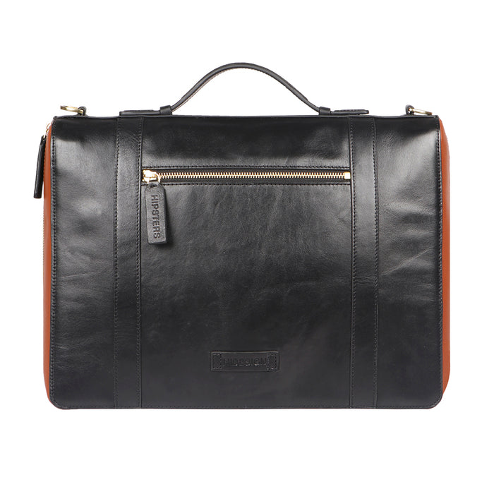 Vibes 02 Black Leather  Briefcase
