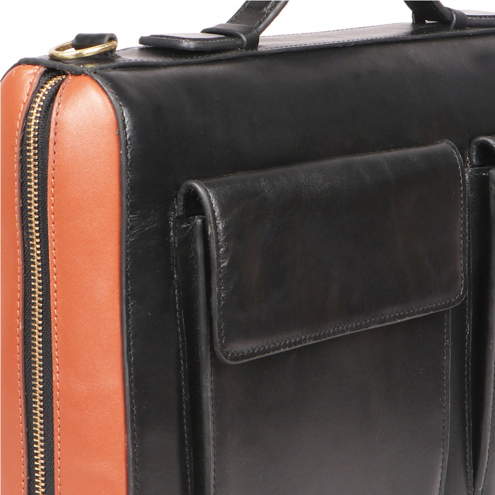 Vibes 02 Black Leather  Briefcase